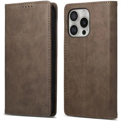Produktbild von Mobigear Wallet iPhone 16 Pro Hülle Klapphülle Geldbörse - Braun