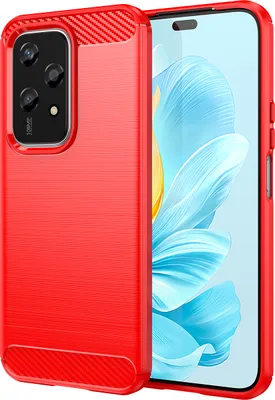 Produktbild von Hülle für Honor 200 Lite Carbon-Faser Weich TPU Silikon Stoßfest Handyhülle Rot
