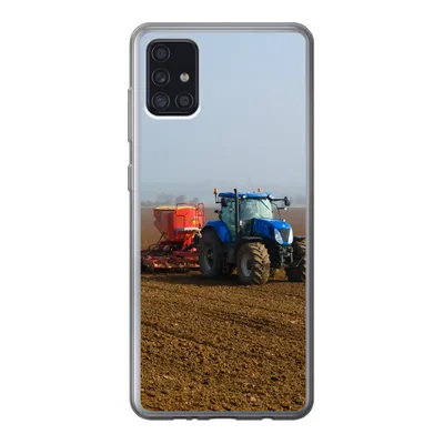 Produktbild von MuchoWow® Handyhülle Schutzhülle Hülle für Samsung Galaxy A52 5G Traktor - Blau - Nebel Silikon Softcase Handy Hülle - Umschlag
