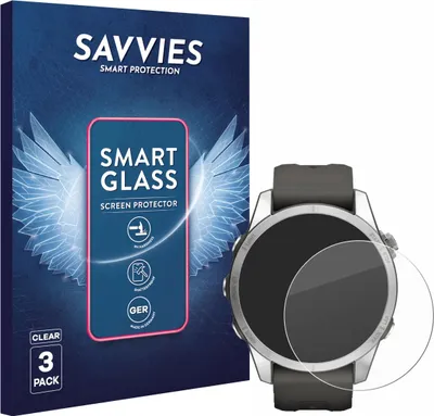 Produktbild von 3x Savvies Schutzglas Folie für Garmin Fenix 7S Pro Solar (42 mm) 9H Panzer Schutzfolie Glas Displayschutz klar transparent