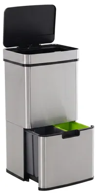 Produktbild von HOMCOM Mülleimer Abfalleimer mit Sensor 72 l Mülltrennsystem Edelstahl Silber