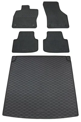 Rigum Gummi Fußmatten + Kofferraumwanne im Set für VW Golf 8 Variant, schwarz