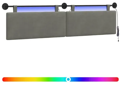 Produktbild von Hängendes Kopfteil Mit LED Licht Hellgrau Cordstoff