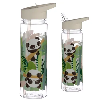 Produktbild von Kinder Wasserflasche Panda mit Strohhalm 550 ml Trinkflasche Pandarama