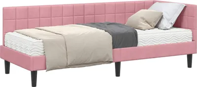 Immagine prodotto di vidaXL Struttura letto ad angolo con materasso e testata 2 pezzi Velluto grigio