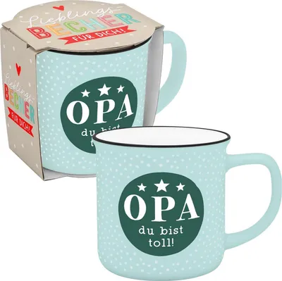 Produktbild von Becher in Emailloptik "Opa du bist toll!"