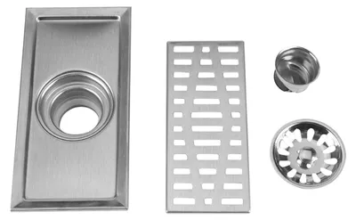 Produktbild von 20x10cm Rechteck Edelstahl Bodenabfluss Bad Dusche Küche Abfall Rost