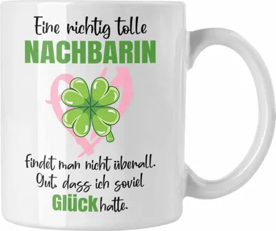 Produktbild von Trendation - Beste Nachbarin Tasse Geschenk Geburtstag Freundin Lieblings Nachbarin Geschenkidee Abschied Abschiedsgeschenk Weihnachten (Weiß)