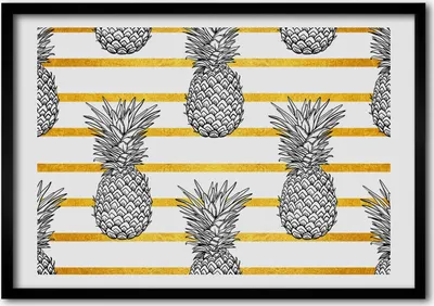 Produktbild von Bild - Bilder - Bilderrahmen - 70 cm x 50 cm - MDF-Rahmen, Wandkunst Ananas-Streifen