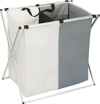 Zdjęcie produktu dla Kosz na pranie, na bieliznę, organizer, 2 komory, wolnostojący, tekstylny, 113 L