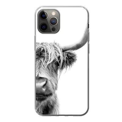 Produktbild von MuchoWow® Handyhülle Schutzhülle Hülle für iPhone 13 Pro Schottischer Highlander - Tiere - Schwarz - Weiß Silikon Softcase Handy Hülle - Handy-Tasche