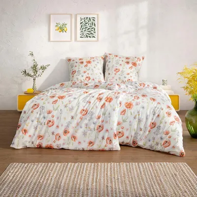 Produktbild von Estella Mako Interlock Jersey Bettwäsche Elysia mohn 155x220 cm + 80x80 cm
