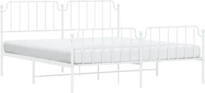 Productafbeelding van vidaXL Bedframe met hoofdeinde en voeteneinde, metaal, wit, 183x213 cm