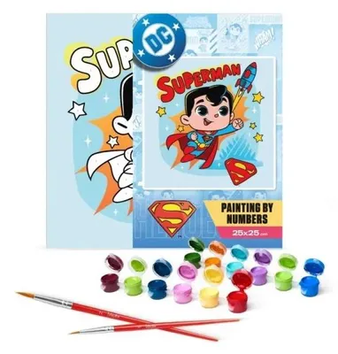 Obrázok produktu pre Maľovanie podľa čísel – Superman 25 x 25 cm – Ideyka