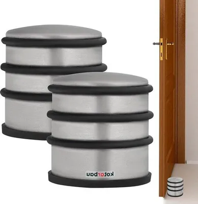 Produktbild von Famanu Türstopper Set aus 2 Stück hoch, silberfarben mit Türpuffer