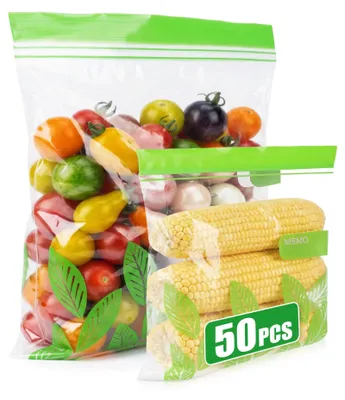 Produktbild von Set mit 50 wiederverwendbaren Gefrierbeuteln in den Größen 1,1 Liter und 4,5 Liter