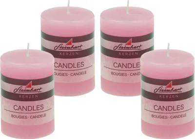 Produktbild von 4er Set Adventskranzkerzen "Raureif" Rosa 80/58 mm