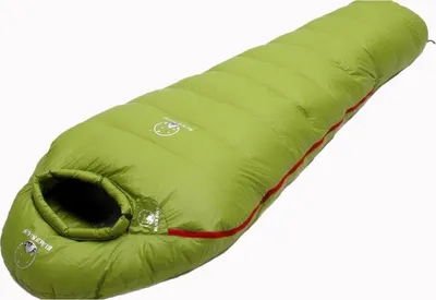 Produktbild von BS-400 Günstigster Daunenschlafsack 400g Daunen / bis zu 0° - Grün Reißverschluss auf der rechten Seite