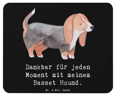 Produktbild von Mr. & Mrs. Panda Mauspad Basset Hound Moment - Schwarz - Geschenk, Mousepad, Mouse Pad, pc, mousematte, computer