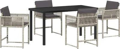 Immagine prodotto di vidaXL Set da pranzo per esterno, 5 pezzi, rattan sintetico grigio chiaro
