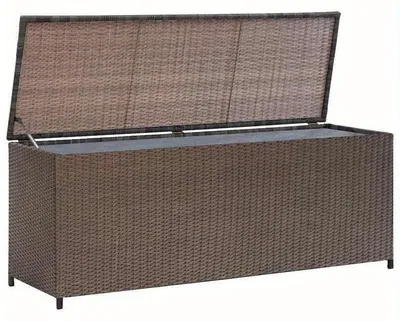 Obrázok produktu pre Úložný box do záhrady – záhradný box – odolný voči poveternostným vplyvom – umelý ratan – hnedý – 120x50x60 cm – priestranný úložný priestor