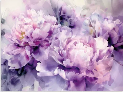 Produktbild von ARTland Wandbild Alu für Innen & Outdoor Lila Farbene Pfingstrosen Aquarell Größe: 40x30 cm
