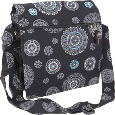 Produktbild von Schultertasche, Hippie Tasche, Goa Tasche Schwarz, Uni - Erwachsene, Baumwolle, 30*30*15 cm, Alternative Umhängetasche, Handtasche aus Stoff