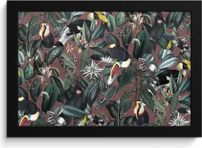 Produktbild von MuchoWow® MuchoWow® Gerahmtes Poster Blumen - Vögel - Blätter 30x20 cm - Poster mit zchwarzem Bilderrahmen - Kunstdruck - Bild-Poster