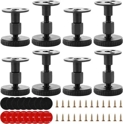 Produktbild von 8 Stück verstellbare Möbelbeine - 47 - 64 mm - Metall - schwarz - in Höhe verstellbar - Möbelbeine mit Anti-Slip-Pad - keine Bohrungen für Schränke - Sitzbank - Nachttisch - Studienstuhl - Bett