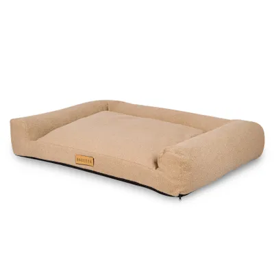 Image de Lit pour chien Dogeste 82x50 cm taille L en tissu mouton – beige foncé
