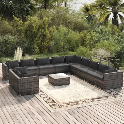 Immagine prodotto di Maison Exclusive - Set da giardino da 12 pezzi con cuscini, in rattan sintetico grigio