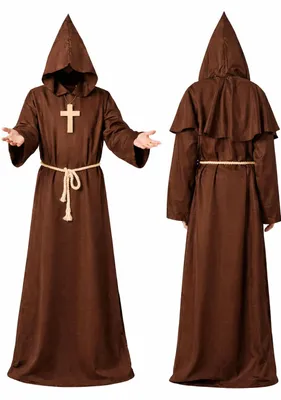 Produktbild von TK Gruppe Timo Klingler 3 in 1 Set Mönch Kostüm Priester mit Umhang & Kreuz & Seil - Fasching & Karneval & Halloween - Mönchskutte Damen & Herren