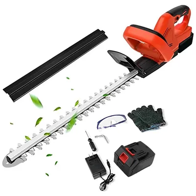 Image de Taille-haie sans fil - Taille-haie électrique - 21 V - Lame de 56 cm - Lames double tranchant - Batterie de 3,0 Ah et chargeur (1 batterie) - Rouge