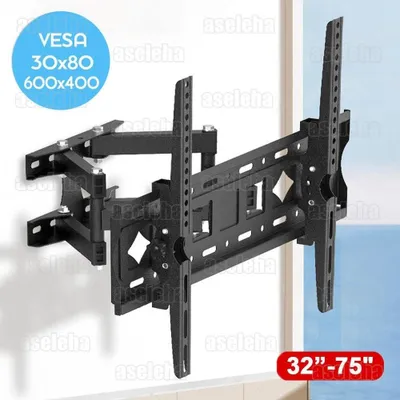 Produktbild von TV Wandhalterung schwenkbar neigbar für Wandmontage LCD LED Fernseher 32 bis 55 Zoll mit VESA 600 x 400 mm Wandhalter bis 30 kg Belastbarkeit schwarz