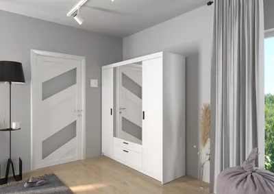 Produktbild von Viertüriger Kleiderschrank mit Spiegel ADELINA – Breite 176 cm, Weiß