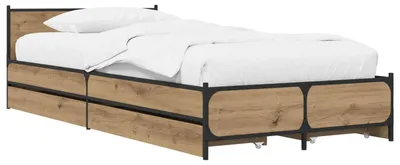 Productafbeelding van vidaXL Bedframe met hoofdeinde, handgemaakt, eikenhout, 80 x 200 cm