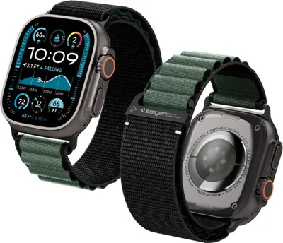 Zdjęcie produktu dla Spigen WBF1, Band, Smartwatch, Czarny, Zielony, Apple, Apple Watch Ultra 3 (49mm) Apple Watch Ultra 2 (49mm) Apple Watch Ultra (49mm), Tkanina