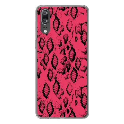 Produktbild von MuchoWow® Handyhülle Schutzhülle Hülle für Huawei P20 Tiermuster - Schlangenhaut - Rosa Silikon Softcase Handy Hülle - Hardcover