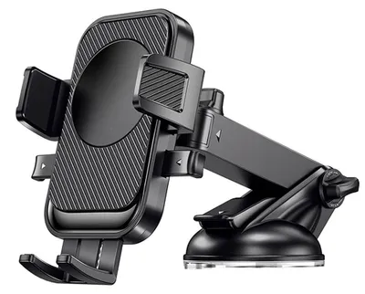 Image de Support Téléphone Voiture Universel Rotatif Ajustable Inclinable Extensible Stable - Noir