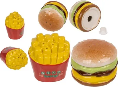 Produktbild von Salz u. Pfefferstreuer Burger & Pommes,Gewürzstreuer Salzstreuer Fastfood Kochen