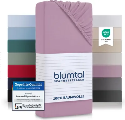 Produktbild von Blumtal Baumwolle Spannbettlaken 180x200cm Basics Jersey - Bettbezug 180x200 cm - Spannbetttuch 180x200cm - Matratzenbezug 180x200cm - Bettbezug - Leintuch - Fuchsia