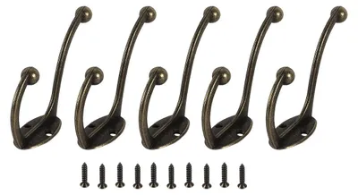 5er-Set Eisen-Wandhaken, Bronze-Optik, antik, Vintage, Landhausstil