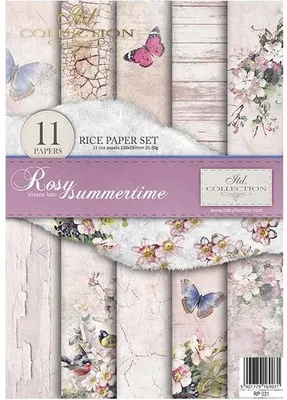 Produktbild von Reispapier-Set A4 – RP031 Rosy Summertime – ITD Collection