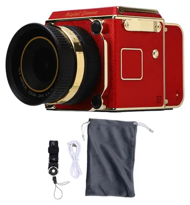 Immagine prodotto di Fotocamera digitale vintage, autofocus, schermo da 2 pollici, 56 milioni di pixel, zoom 16x, video HD 2,7K, rosso