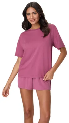 Immagine prodotto di Hanes: Set da casa da donna, composto da due pezzi, della linea Originals Supersoft, con maglietta a maniche corte dal taglio ampio