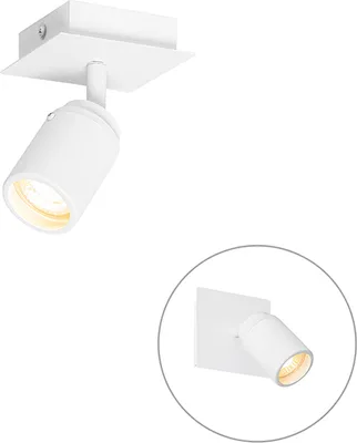 Produktbild von QAZQA - Modern Moderner Bad I Badezimmerspot weiß quadratisch IP44 - Ducha - Stahl Quadratisch - LED geeignet GU10