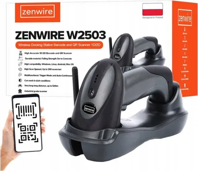 Zdjęcie produktu dla Czytnik - skaner kodów kreskowych - czytnik QR - 1D 2D - ze stacją dokującą - USB - bezprzewodowy