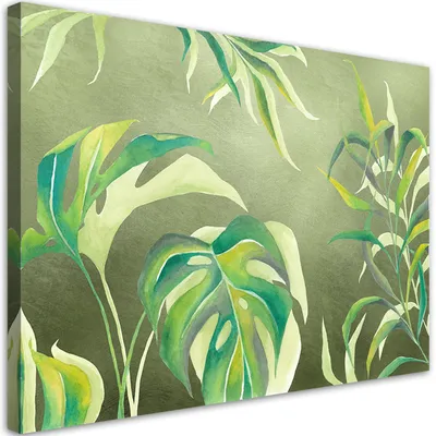 Immagine prodotto di Tela Monstera foglie 100x70 Feeby Braun quadro per la parete pronto da appendere