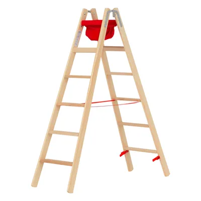 Produktbild von Hymer Holz Stufenstehleiter mit Textiltasche 2x6 Stufen
