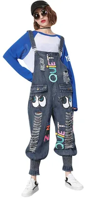 Productafbeelding van Bigassets: Damen jeans, overall met schort, mouwloos, jumpsuit, model 4